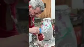 Pottery Glazing with Oxides and Stains #shorts