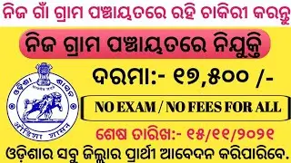 Odisha Panchayat And Village Level Job 2021. Odisha New Govt. Job 2021. || MAHESWAR SETHI ||