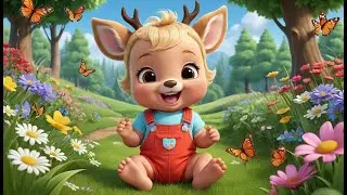 🦌 Baby Deer Tiptoeing Through Tall Grass 🌿🎶 | Gentle Action & Learning Song for Toddlers