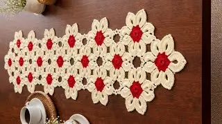 موتیف شش پر،مناسب انواع بافت🧶🌸#موتیف#رانر#رومیزی #شال_مبل #شال #پتو
