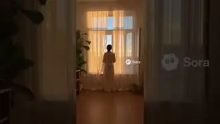 She stands by a tall window inside a quiet apartment in Prague, Czech Republic - Sora 2 #prague