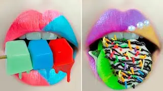 ASMR Rainbow Jelly Cube🍡Milk Chocolate Covered Kiwi🥝ASMR Mouth Sounds😊Soft Eating Sounds #shorts