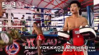 Saenchai, Manachai, Singdam and Franks Gym from UK at YOKKAO Training Center Bangkok