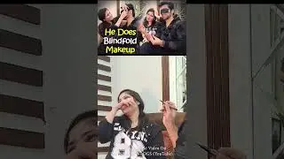 Areej's Blindfold Makeup Challenge😄😁 &lrm;@mrnomanvlogs &nbsp; #mrnomanaleem #nomeej