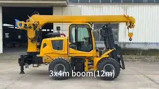 Mod! 3.5T Off-Road Forklift + 12m 3-Section Boom + 4 Outriggers, Lifts Easily on Rough Terrain