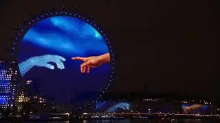 Iconic London landmarks light up with projections on human evolution
