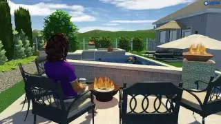 Geometric Pool and Landscape perfect for entertaining 3D Design