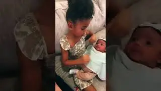 Scarlett holding tiny baby Alaya!  #shorts #babygirl #babysitter #scarlettgray