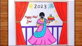 Happy New Year Drawing 2023 / New Year Celebration Drawing