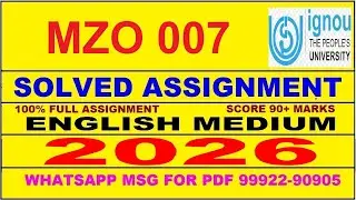 MZO 007 solved assignment 2026 in English || mzo 007 solved assignment 2026 || ignou mzo007 2026