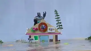 Lego Treehouse Dam Breach Flood Disaster! Lego Batman, Disney Evacuation Plane and Surf VW BUG