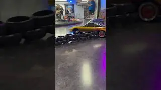 Crashing Into The Tire Wall!! Epic Tandem Train!! #rc #car #rcdrift #youtubeshorts  #action #crash