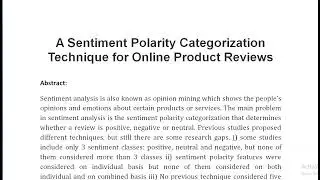 A Sentiment Polarity Categorization Technique for Online Product Reviews