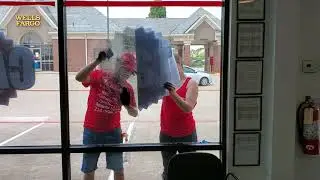 How to Install a Perforated Sign on a Store Front Glass Window.
