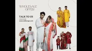 Hand Print sari and panjabi couple set(paikari rate)