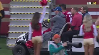 Jimmy Garoppolo leave the field after broken foot left