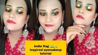 Indian flag 🇮🇳 inspired eyemakeup tutorial #shorts #Indianflag #viral