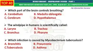 Top 40 MCQs on Human Biology | Respiratory system MCQs | Biology MCQs for all competitive exams NEET