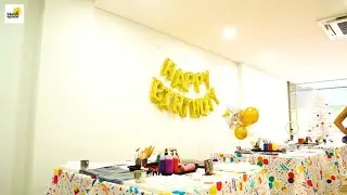 Surprise paint pouring birthday party for 15 kids