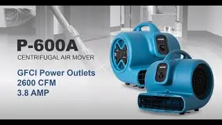 XPOWER P-600A 1/3 HP 2400 CFM 3 Speed Air Mover, Floor Fan, Blower with Built-in Power Outlets