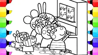 Peppa Pig Playing Piano with Friends Togethers Drawing Easy, Drawing and Coloring Peppa Pig