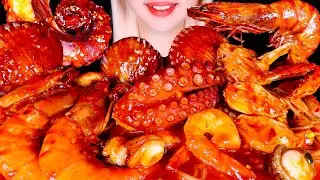 ASMR Korean Spicy Seafood (Shrimp, Octopus, Scallops, Crab) Mukbang | Eating Sounds 🦐🦀🐙