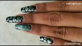 HOLO diamond nails using BPL013 and a clear jelly stamper