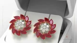 18kt Gold Ruby and Diamond Stud Earrings