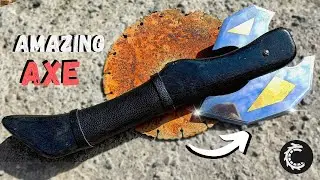 Making axe - turning old stone cutting blade into sharp AXE
