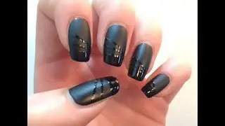 Matte And Shiny Black French Tip Nail Art | Black Friday