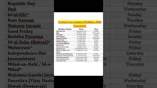 2026 Holiday List for Central Government official gazetted #leave #2026