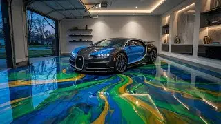 From Cracked Concrete to Neon Luxury  Epoxy Garage Transformation ft  Bugatti Chiron