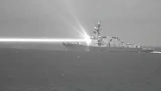 US Navy Destroyer USS Preble fires HELIOS Laser weapon to destroy a drone
