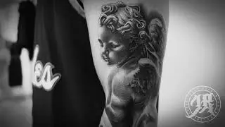 Cherub Angel & Rose Tattoo at JR Tattoos Inc.