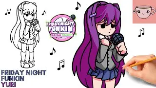 How To Draw Yuri - Friday Night Funkin Mod Doki Doki Takeover | FNF | Step By Step Drawing Tutorial