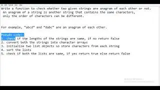 Data structures & Algorithms- Determine if two strings are anagrams