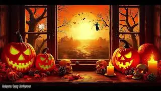 Spooky Halloween Window View 🎃 Haunted Sunset Ambience 👻 Relaxing Halloween Music Playlist 2025