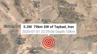 5.2 Earthquake Taybad, Iran 1-1-20