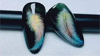 3D Nails Art Designs | Feather Drawing Art On Nails