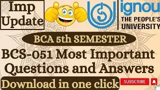 BCS-051 | Important Questions with Answer | Software Engineering | BCA | IGNOU.