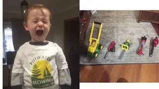 Subscribers Toy Lawn Mower Setup and Stihl KM94 Whipper Snipping Line Trimming