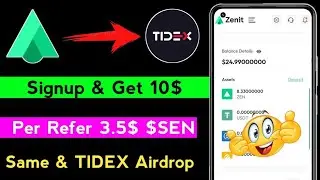 Zenit Exchange Airdrop | Same & TIDEX Airdrop | Signup & Get 10$ Instant | Per Refer 3.4$ 😊