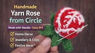 Handmade Yarn Rose Flower key chain Made with Needle Only #CraftReels #crafternik #diy #rose #flower