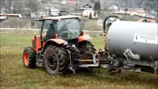Kubota M110GX & Pichon - Épandage de Lisier 2014 !