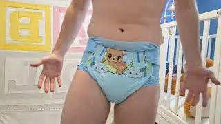 How the Rearz Lunar Cub adult diapers look and fit, very high capacity and cute blue diapers