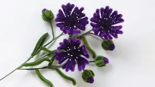DIY Pipe Cleaner Tutorial/ How To Make Pipe Cleaner Flowers/ Cornflower Making With Pipe Cleaner