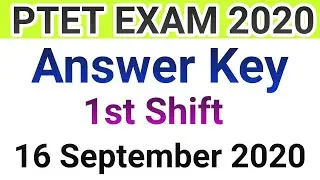 PTET 2020 ANSWER KEY // PTET 2020 PAPER SOLUTION 16 SEPTEMBER 2020