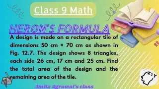 A design is made on a rectangular tile of dimensions 50 cm &times; 70 cm. Design shows 8🔺️. Area of design