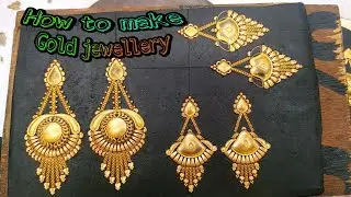 How to make🏅gold earrings Hallmark 916 || Gold earrings making Handmade || handmade jewellery works