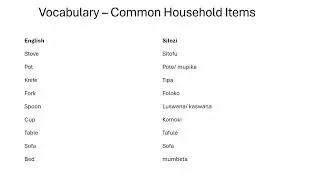Household Items in Silozi